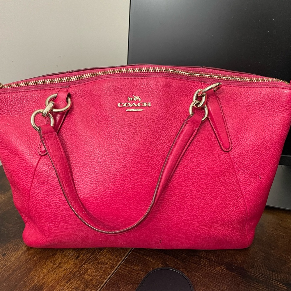 Coach Pink Shoulder Bag with Gold Hardware